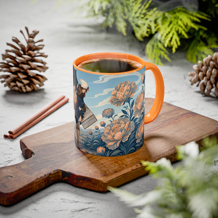 ☔🌸 The Grand Floral Journey Colorful Mug – Art Deco Travel Elegance