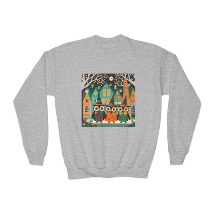Night of the Trick-or-Treating Owlets Youth Crewneck Sweatshirt