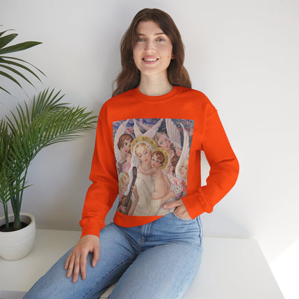 Madonna with Child Surrounded by Musical Angels by Gerda Wegener Heavy Blend™ Crewneck Sweatshirt