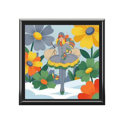 ❄️🌼 The Winter Flower Wanderer Jewelry Box – Colorful Art Deco Snow Fantasy