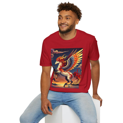Flame-Winged Horse at Sunset Softstyle T-Shirt