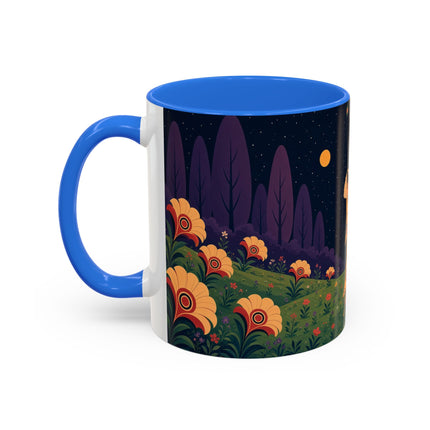 🌙🌼 The Moonlit Floral Dancer Colorful Mug – Art Deco Garden Fantasy