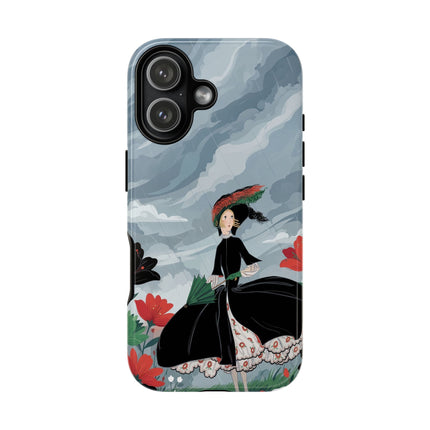 🌧️🌺 The Stormy Flower Walk Phone Case – Art Deco Floral Fashion
