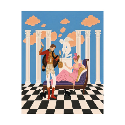🎭🐈 The Masquerade Of The Black Cats Matte Vertical Poster – Art Deco Neoclassical Whimsy