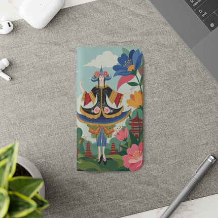 🌸🏯 The Lady Of The Pagoda Garden Flip Case – Art Deco Floral Fantasy