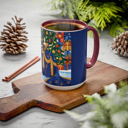 👑🎄 The Christmas Queen Of Golden Bells Colorful Mug – Art Deco Holiday Elegance