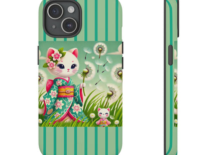 Geisha Kitten and the Dandelion Phone Cases