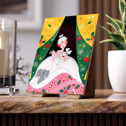 💌🎄 The Christmas Letter Of Holly House Ceramic Tile – Art Deco Holiday Whimsy