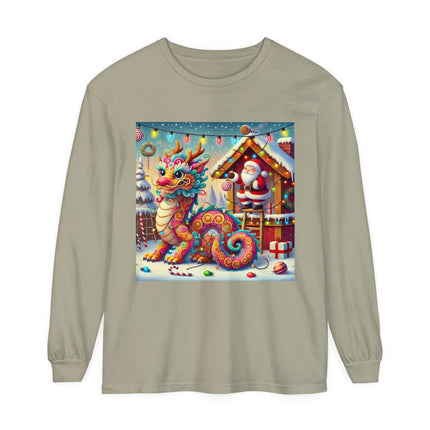 Playful Dragon's Christmas Unisex Garment-dyed Long Sleeve T-Shirt