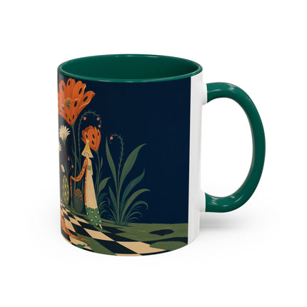🌼🧡 The Midnight Floral Masquerade Colorful Mug – Art Deco Fashion Fantasy