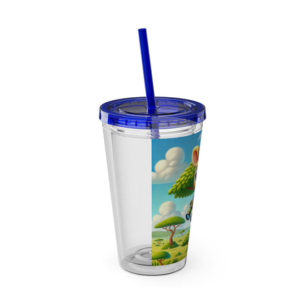 Giraffe Lookout Sunsplash Tumbler with Straw, 16oz