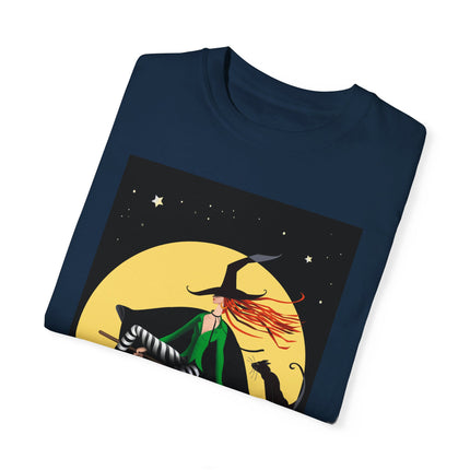 A Witch’s Moonlit Flight Unisex Garment-Dyed T-shirt