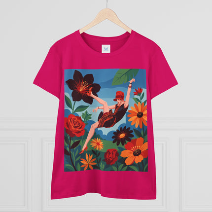 🌺✨ The Lady In The Fabulous Flowers Cotton Tee – Art Deco Floral Fantasy