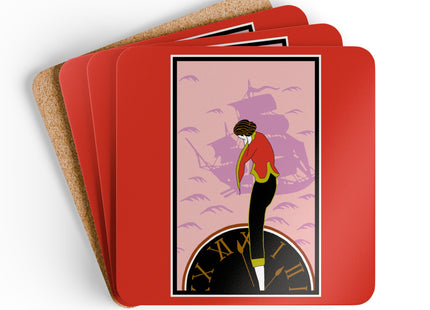 Woman Waiting for her Beloved at 1:59 by Kobayashi Kaichi Corkwood Coaster Set