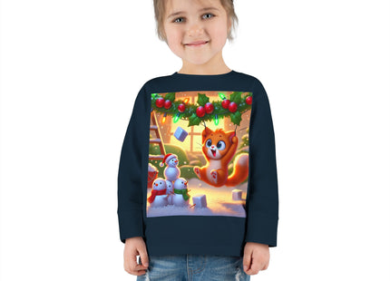Naughty or Nice Kitten Christmas Toddler Long Sleeve Tee