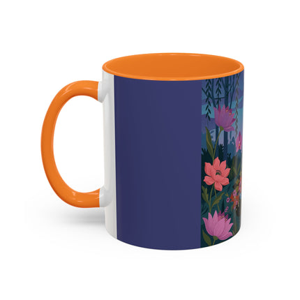 The Lady And The Midnight Birdcage Colorful Mugs – Art Deco Botanical Elegance