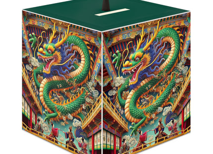 Tibetan Dragon Over Kabuki Duel Light Cube Lamp