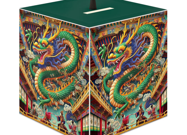 Tibetan Dragon Over Kabuki Duel Light Cube Lamp