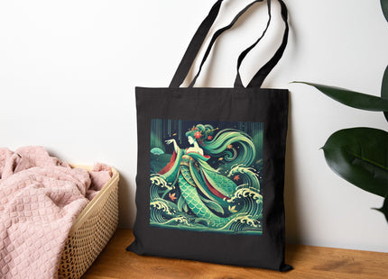 Mermaid Queen Rising from the Deep Cotton Canvas Tote Bag