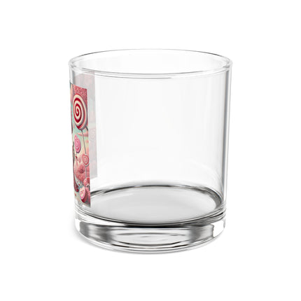 Whimsical Geisha Kitten in a Valentine Garden Rocks Glass, 10oz