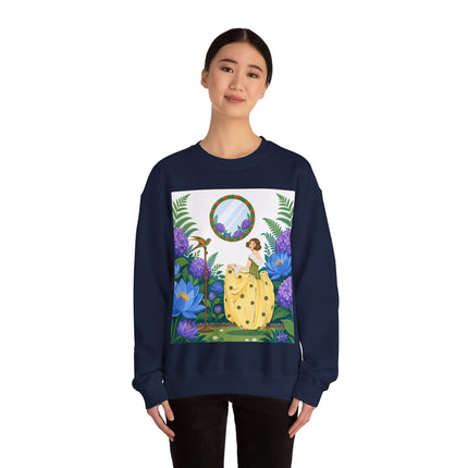 🦜🪷 The Parrot Garden Reflection Crewneck Sweatshirt – Art Deco Fashion Whimsy