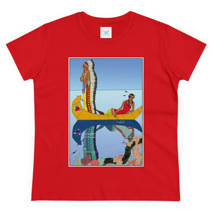 Le long du Missouri (Indian couple in a canoe on the Missouri River) by George Barbier Women's Midweight Cotton Tee