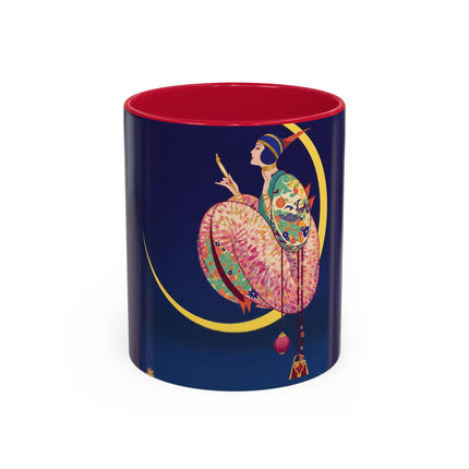 Moonlit Reflections Colorful Mug (11oz, 15oz) – Celestial Elegance, Art Deco Beauty & Dreamy Style