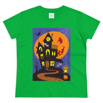 Halloween Night at the Haunted House Women's Midweight Cotton Tee