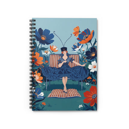 🌺🎩 The Lady Of The Curious Garden Spiral Notebook – Art Deco Floral Whimsy