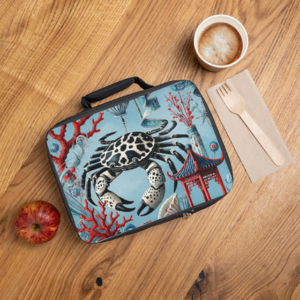 Spotted Crab & Pagoda Lunch Bag – Mystical Ocean & Asian Harmony