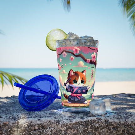 Samurai Kitten Sunsplash Tumbler with Straw, 16oz