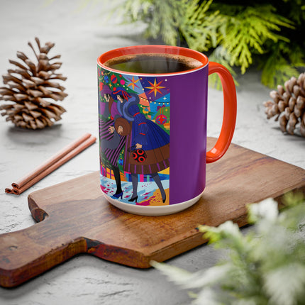 🎄✨ Christmas Among The Twinkling Trees Colorful Mug – Art Deco Holiday Fantasy