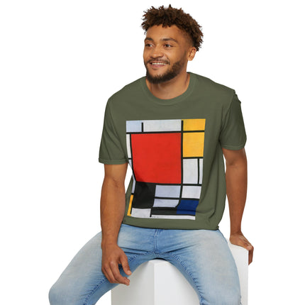 Composition with Red, Yellow, Blue, and Black Softstyle T-Shirt