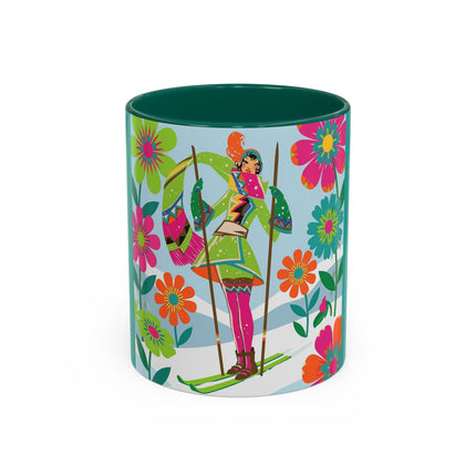 🎿🌸 The Winter Flower Adventurer Colorful Mug – Colorful Ski Fantasy