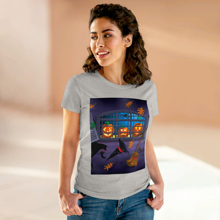 Whimsical Halloween Mischief Women's Midweight Cotton Tee