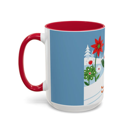 🎿❄️ The Winter Garden Skier Colorful Mug – Whimsical Holiday Fantasy