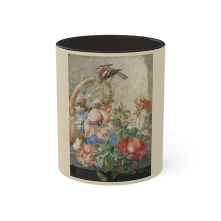A Basket with Flowers by Herman Henstenburgh Colorful Mugs, 11oz