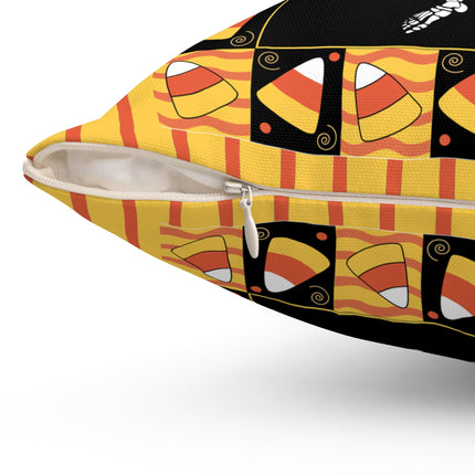 Candy Corn Skeleton Spun Polyester Square Pillow