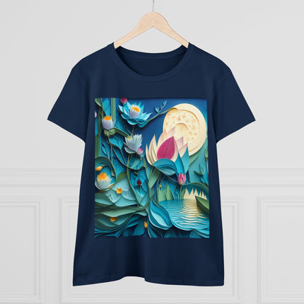 Ethereal Moonlit Lake Women's Midweight Cotton Tee