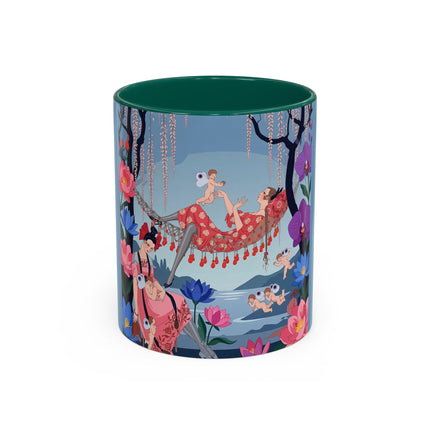 The Ladies Of The Enchanted Hammock Colorful Mugs – Art Deco Whimsical Garden Elegance