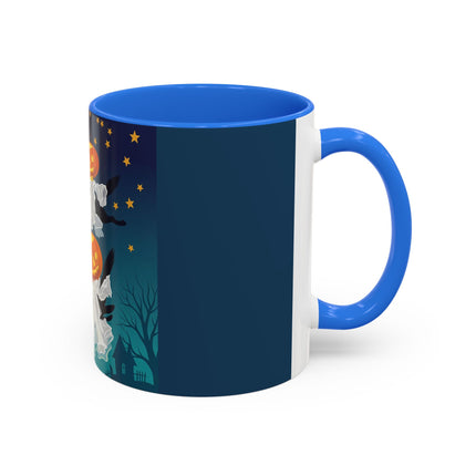 🐈‍⬛🎃 The Flying Black Cats Of Halloween Colorful Mug – Whimsical Storybook Charm