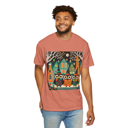 Night of the Trick-or-Treating Owlets Unisex Garment-Dyed T-shirt