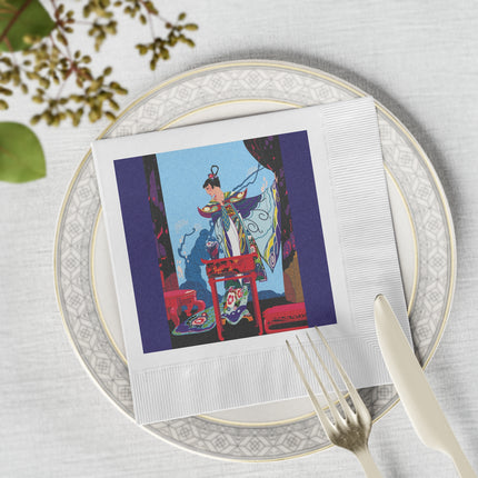A Visual Journey by Umberto Brunelleschi White Coined Napkins