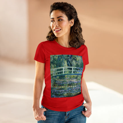 Water Lilies and Japanese Bridge by Claude Monet Women's Midweight Cotton Tee