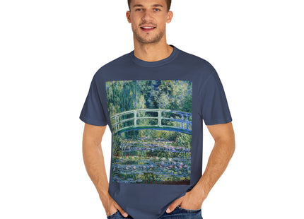 Water Lilies and Japanese Bridge by Claude Monet Unisex Garment-Dyed T-shirt