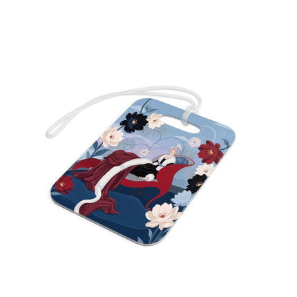 🌹✨ The Scarlet Chaise Luggage Tag – Art Deco Floral Glamour