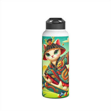 Dragon Dance on Wheels Stainless Steel Water Bottle, Standard Lid