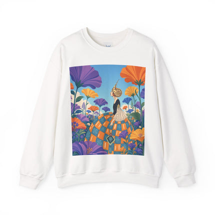 🌺🧡 The Lady Of The Golden Garden Crewneck Sweatshirt – Art Deco Fashion Fantasy