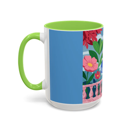 The Lady Of The Blossoming Terrace Colorful Mugs – Art Deco Floral Garden Elegance