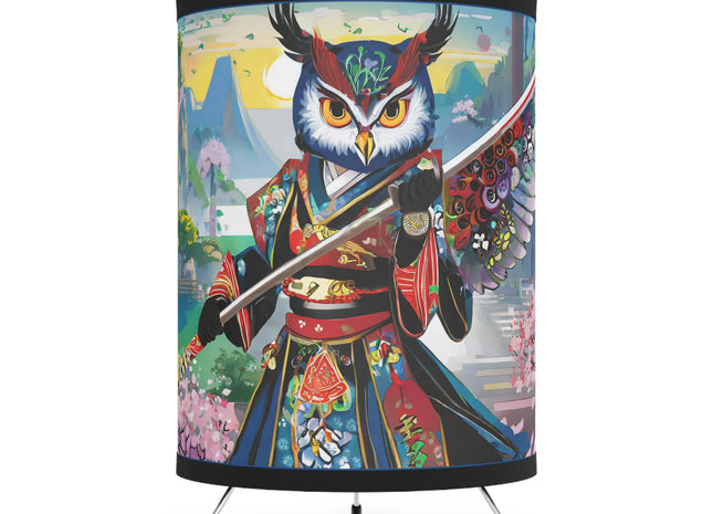 Cyberpunk Samurai Owl Tripod Lamp